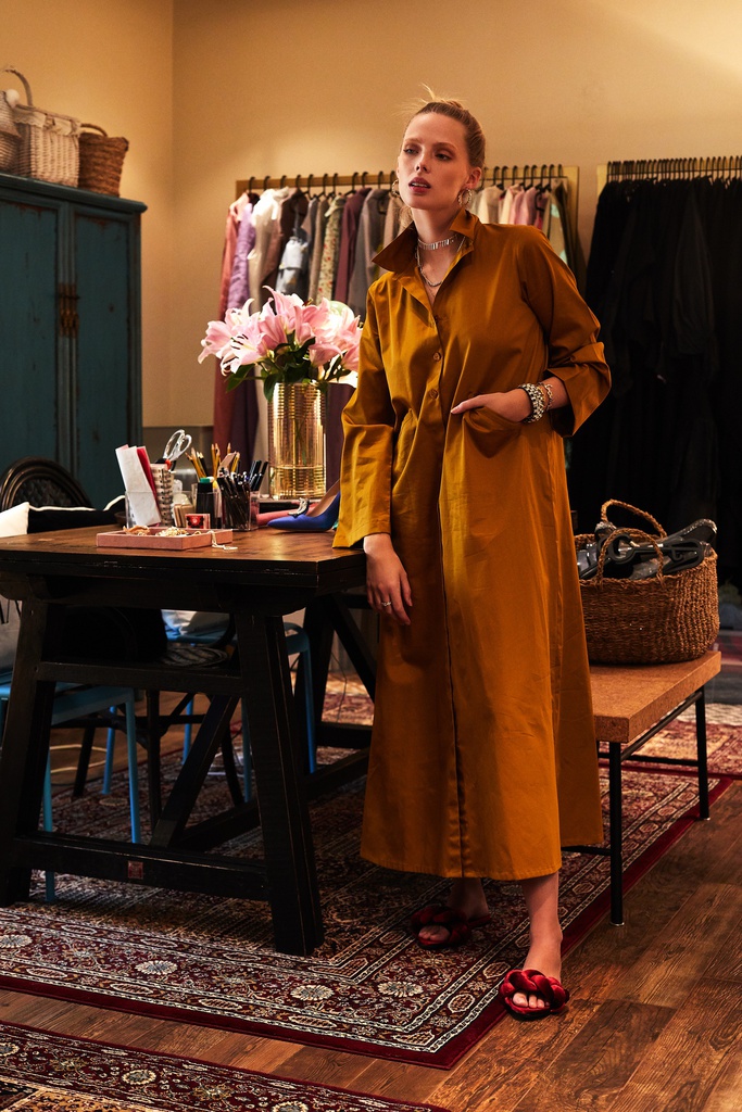 Mustard shirt dress